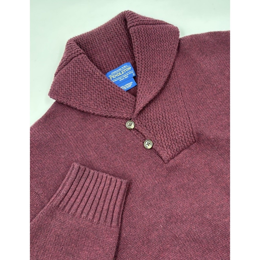 Pendleton‎ Men's L Maroon Lambswool V-Neck Collared Pullover Sweater